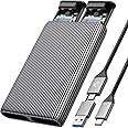 ORICO Dual M.2 NVMe SSD Aluminum USB3.2 Gen2 10Gbps, M.2 Type-C Docking Station for PCIe M-Key, B&M Key 2230/2242/2260/2280 SSD, Tool-Free, Up to 4TB