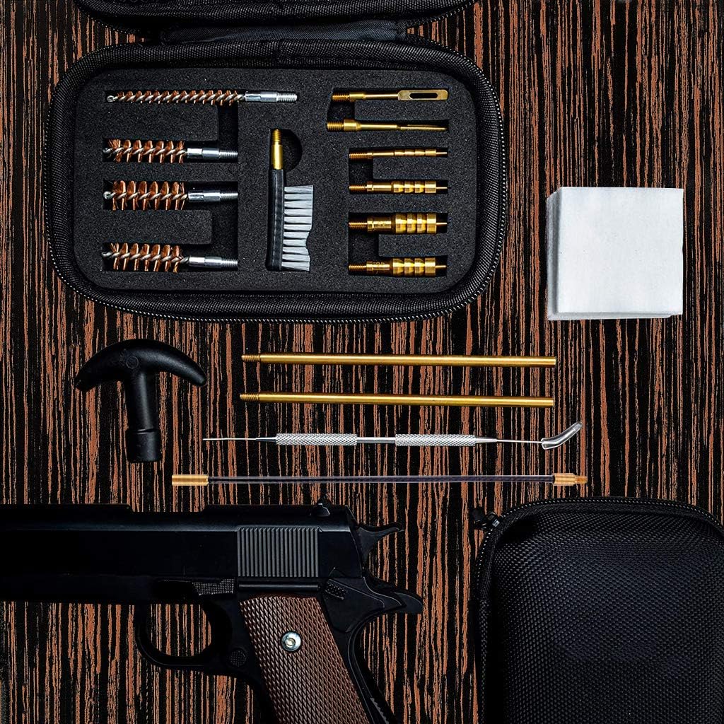 Pro Universal Gun Cleaning Kit, Pistol Caliber  Rifle Shotgun Firearm Cleaner Supplies Set with Portable Case (Black) : Sports & Outdoors