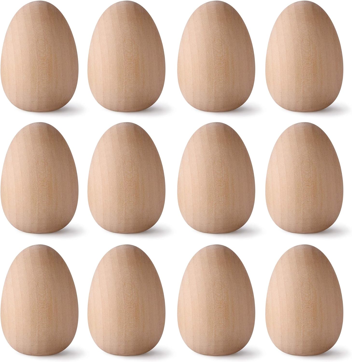 CM Pack of 12 Unfinished Wooden Eggs Easter Eggs Christmas