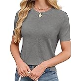 SunnyMelody Womens Short Sleeve Wool Sweater Fall 2025 Business Casual Outfit Lightweight Soft Knit Work Top
