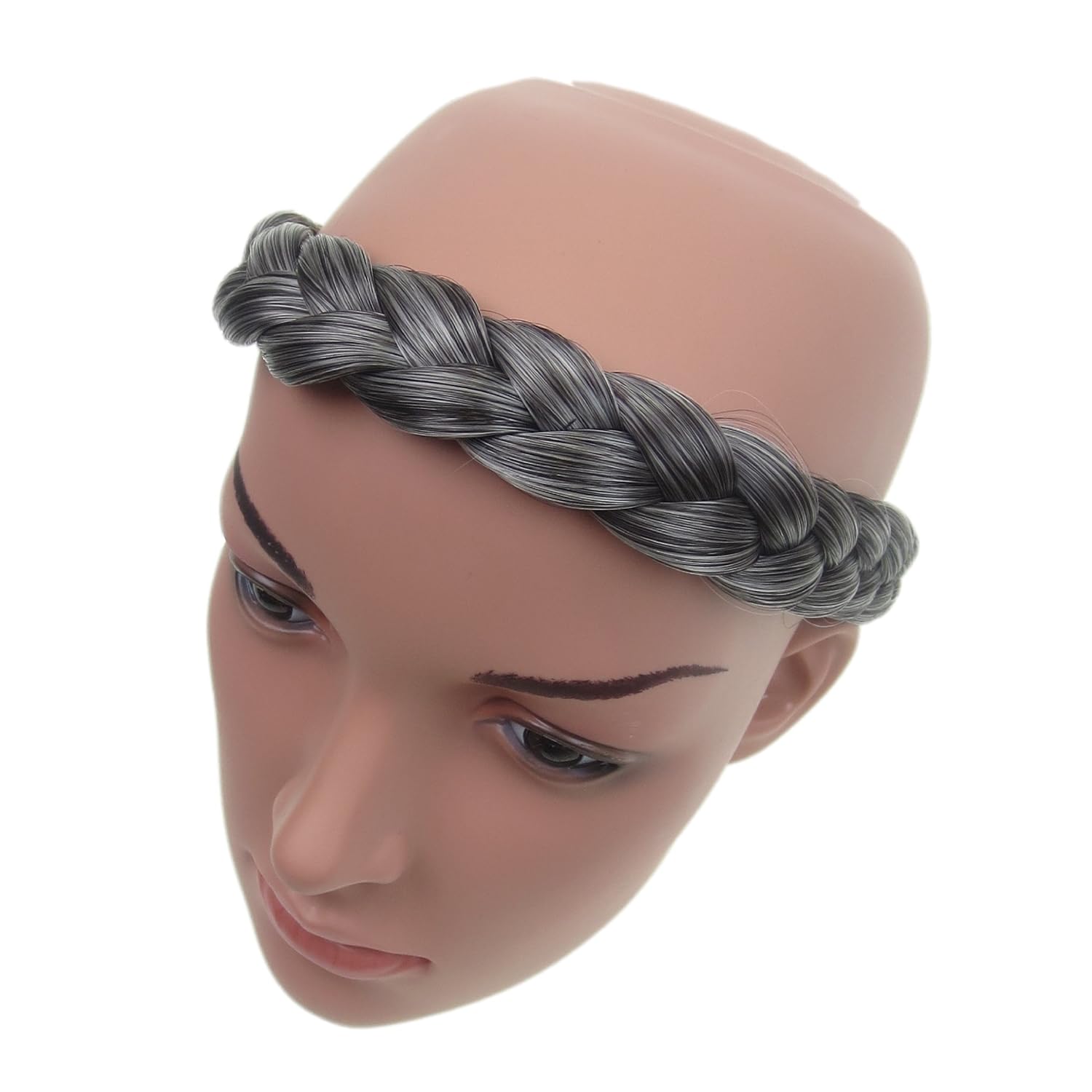 New Style Sweet Milkmaid Braid Plaited Chunky Hair Headband Black Grey Mix