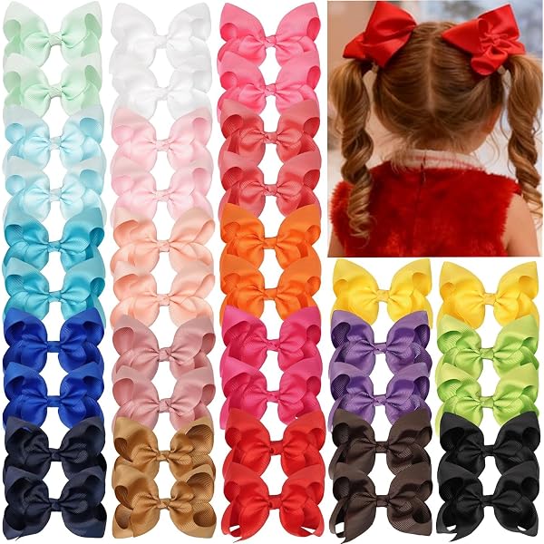 thumbnail image 2 of ZOONAI 3 Inch Baby Girl Hair Bows Boutique Hair Clip Teens Toddlers Hairpin Headwear Set Of 2 Navy 2 of 11