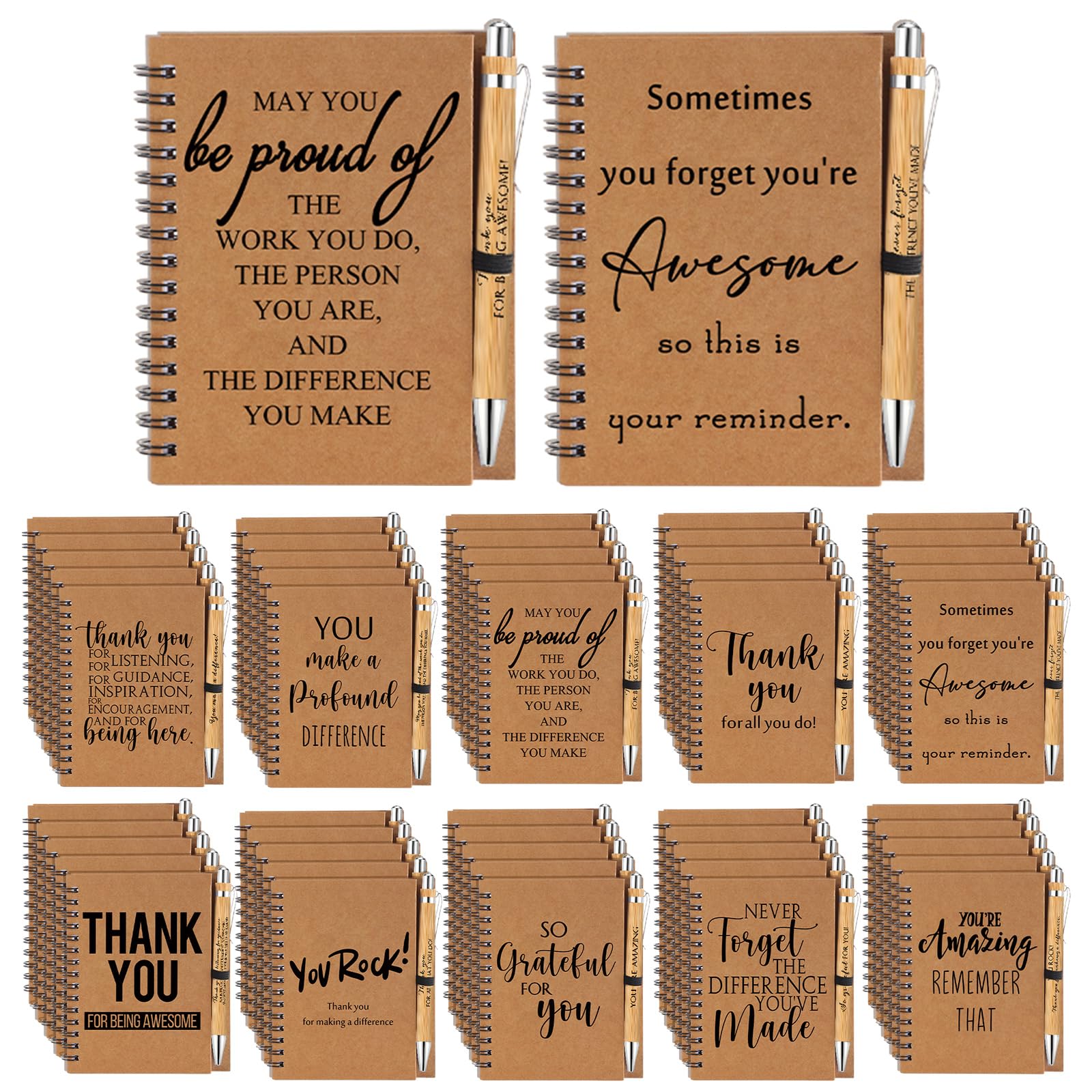 Honoson 50 Sets Spiral Notebooks Sets Thank You Gifts Inspirational ...