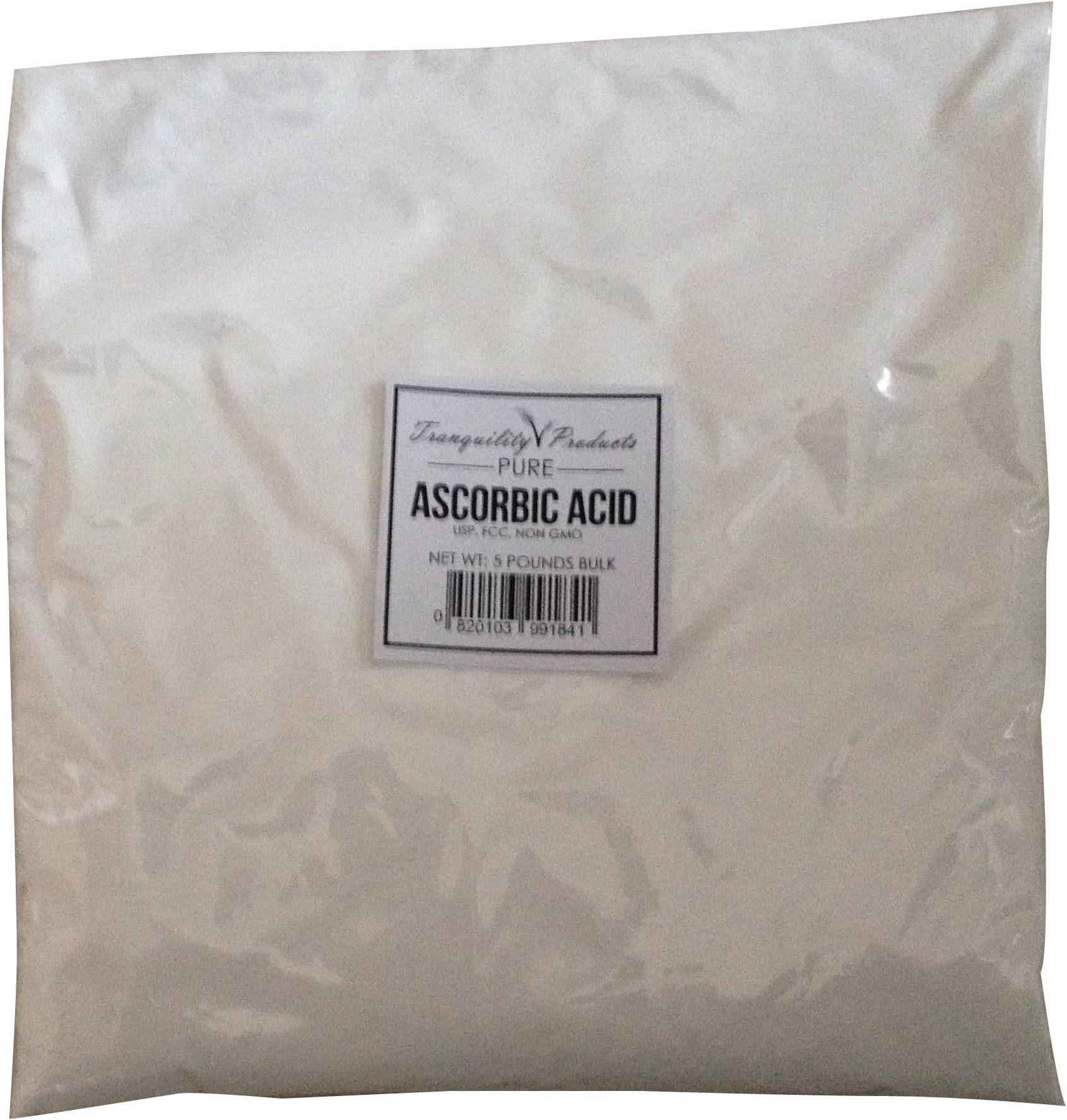Tranquility Products 5lbs Ascorbic Acid Vitamin C USP & FCC Quality Pure Powder