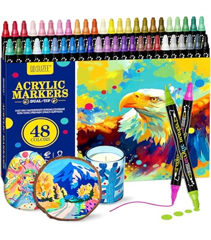 【完売品】5 WHISTLE SCREWY PAINTS Amazon.com: QD.SUZEE 48 Colors Acrylic Paint Markers, Dual Tip