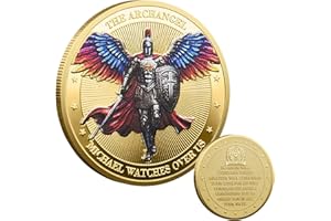 TYMLINYU Saint Michael Archangel Challenge Coin – Religious Collectible Token with Psalm 91:10-11 – Christian Gift Keepsake for Men Women, Comes with Protective Display Case