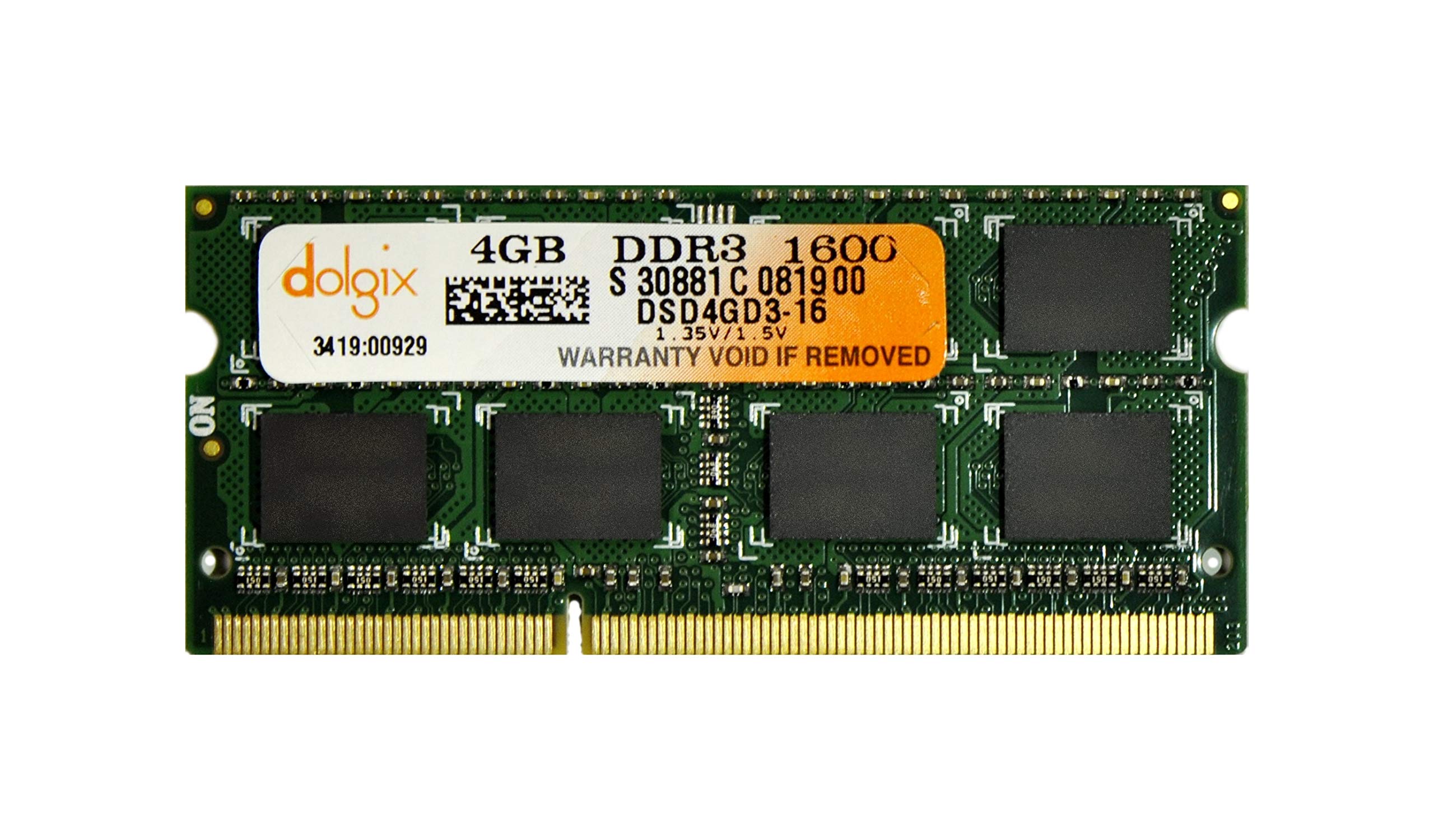 DOLGIX 4GB DDR3 PC3-12800 1600MHz Sodimm Laptop RAM Memory 204-Pin Notebook Upgrade