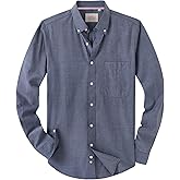 Alimens & Gentle Mens Solid Oxford Shirt Long Sleeve Dress Shirt Work Casual Button Down Shirts with Pocket