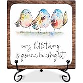 6" Inspirational Wood Decor Every Little Thing Is Gonna Be Alright Wooden Plaque Signs With 1 Metal Support Rustic Motivational Desk Décor For Home Office Bedroom Table Décor And Accessories - B01