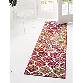 Unique Loom Trellis Frieze Collection Area Rug - Rounded (2' x 7' 1" Runner Multi/Black)