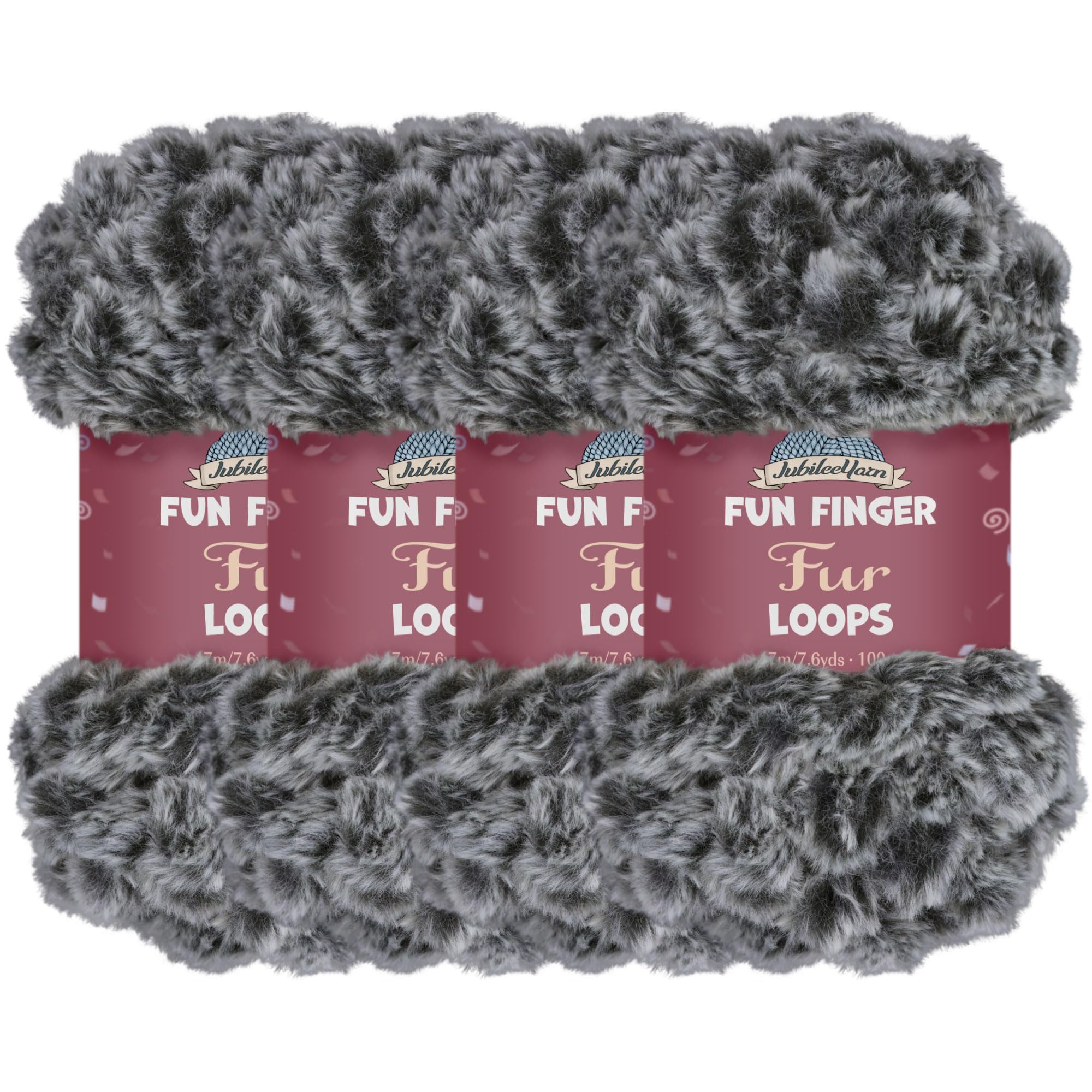 JubileeYarn Fun Finger Fur Loops Yarn - Polyester Jumbo Weight Loop Yarn - 200g/Skein - Black and White - 4 Skeins
