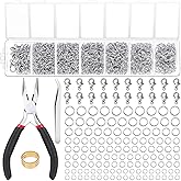 Paxcoo 1500Pcs Silver Jump Rings with Lobster Clasps and Jewelry Pliers for Jewelry Making Supplies Findings and Necklace Rep