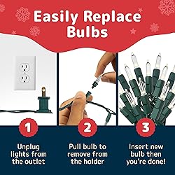 PREXTEX 200 Count Clear Christmas Tree Lights with