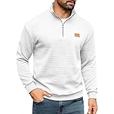 URRU Men's Quarter Zip Pullover Sweatshirt Mock Neck Long Sleeve Sweater Slim Fit Casual Polo Sweaters