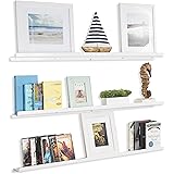 Wallniture Floating Shelves Nursery Metal Bookcase Display Aluminium Ledges White 46 Inch Set of 3