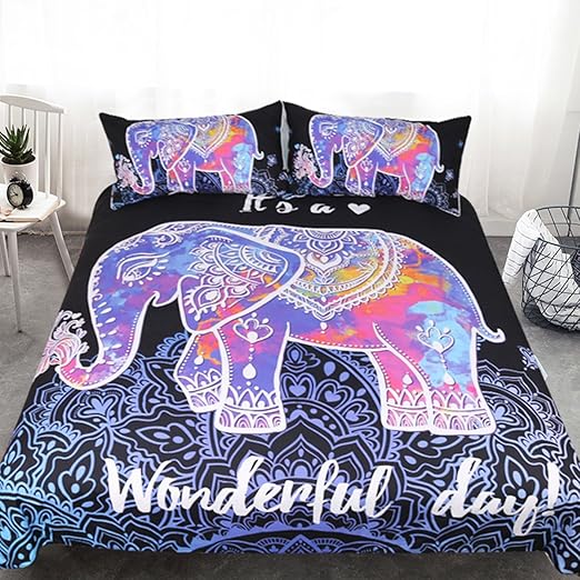 Sleepwish Colorful Elephant Bedding Floral Boho Neon Henna
