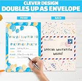 BestaFiesta 36 Kids Birthday Invitations Folding Envelopes Holographic Stickers view 3
