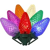 Vickerman 25 Multi-Colored C7 LED Light on Green Wire, 16' Christmas Single Mold Light Strand