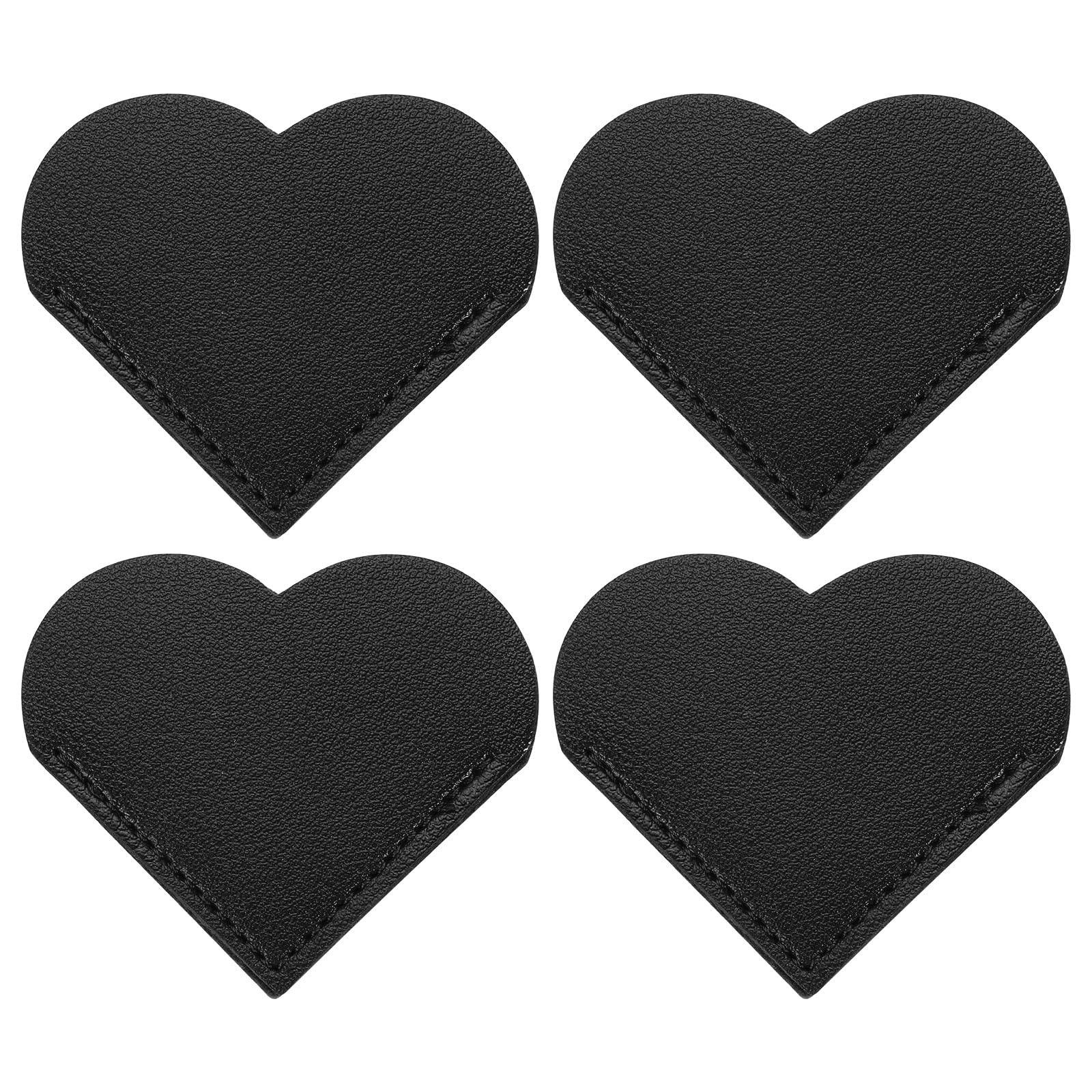PATIKIL Corner Bookmarks, 4 Pack Heart Shape PU Leather Book Marks Page Markers Cute Page Clip for Men Women Teacher Reader Book Lover Writers, Black