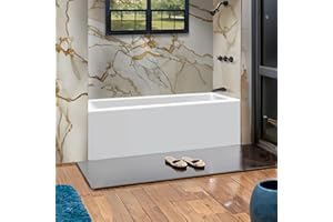 Fine Fixtures Acrylic, Fiberglass Alcove Soaking Bathtub with Integral Apron Front in Glossy White - Right Hand Drain, 72" x 32"