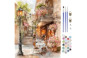 CEOVR Paint by Numbers Adult Kit, Street Cafe Paint by Numbers on Canvas for Beginner, Peinture a Numero Adulte, Wall Decor f