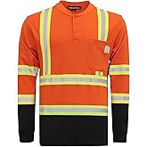 BOCOMAL FR Shirts Hi-Vis High Visibility Reflective Flame Resistant/Fire Retardant Shirt 7oz Men's Safety Shirts