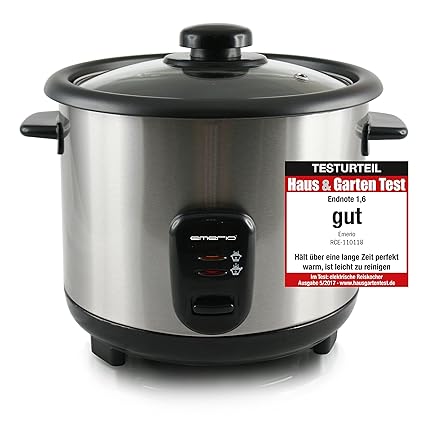 Emerio RCE-110118 automatischer Reiskocher 1.5 liters, Schwarz, Edelstahl