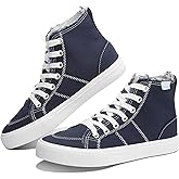 Obtaom Womens/Mens high top Canvas Shoes Play mid Calf Fashion Sneaker Casual lace up hi top Washed Canvas Shoes