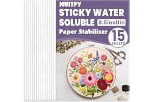 NUITPY 15PCS 8.5" x 11" Water Soluble Stabilizer for Embroidery, Stick and Stitch Embroidery Paper Wash Away, Embroidery Stabilizer, Water Soluble Embroidery Patterns, Embroidery Transfer Paper
