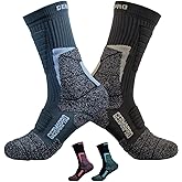 Mens Moisture Wicking Crew Compression Hiking Work Boot Socks w/Anti-Fatigue Germanium Infused + Coolmax Fiber 1/2 Pk