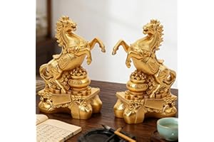 2PCS Chinese New Year Horse Statue 2026 Zodiac Horse Figurine Zodiac Blessing Souvenir Sculpture Attracting Wealth and Good L