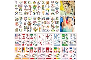 180Pcs World Cup 2026 Temporary Tattoos 26Sheets World Cup Merchandise Fake Tattoos including Football Elements and World Str
