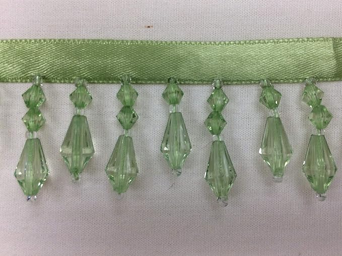 1.5" Crystal Beaded Fringe Trim CBF3/13 Mint Green (Sold