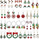 Bstmmvo 24 Pairs Christmas Earrings for Women Bulk Xmas Holiday Dangle Earrings Christmas Stud Tree Snowflake Earrings Cute Christmas Set Party Jewelry Gifts