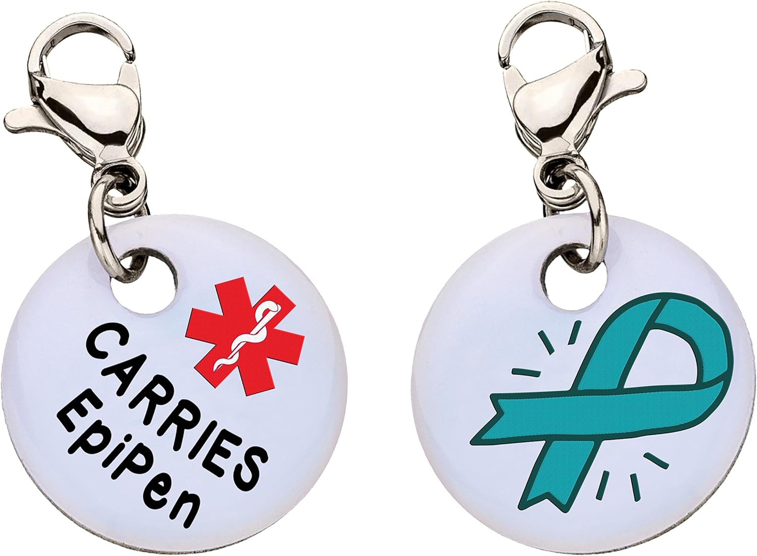 Carries EpiPen Snap-On Bracelet Charm-Parent (Stainless Steel),100