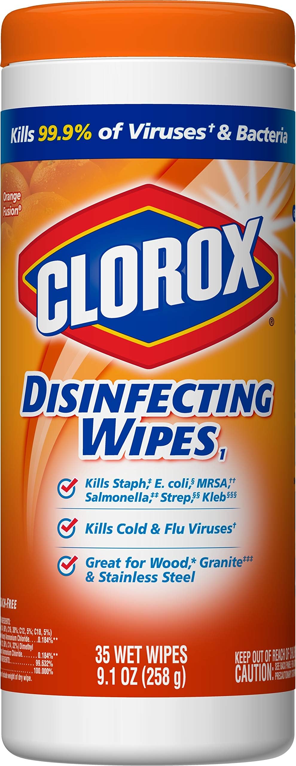 Clorox Disinfecting Wipes, Bleach Free Cleaning Wipes - Orange Fusion, 35 Count
