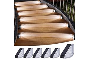 KINKAI 6 Pack Solar Stair Lights, Outdoor Triangle Step Light Waterproof Deck Lighting for Outside, Step Front Door Porch Yard Patio Decor (White Light)