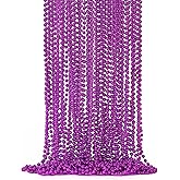 EOBOH 24PCS Mardi Gras Beads, Purple Bead Necklace Party Favors, 33" Halloween Necklaces Set, Festival Parade Events Throw Accessories for Halloween Mardi Gras Wedding Birthday Celebrations Decor