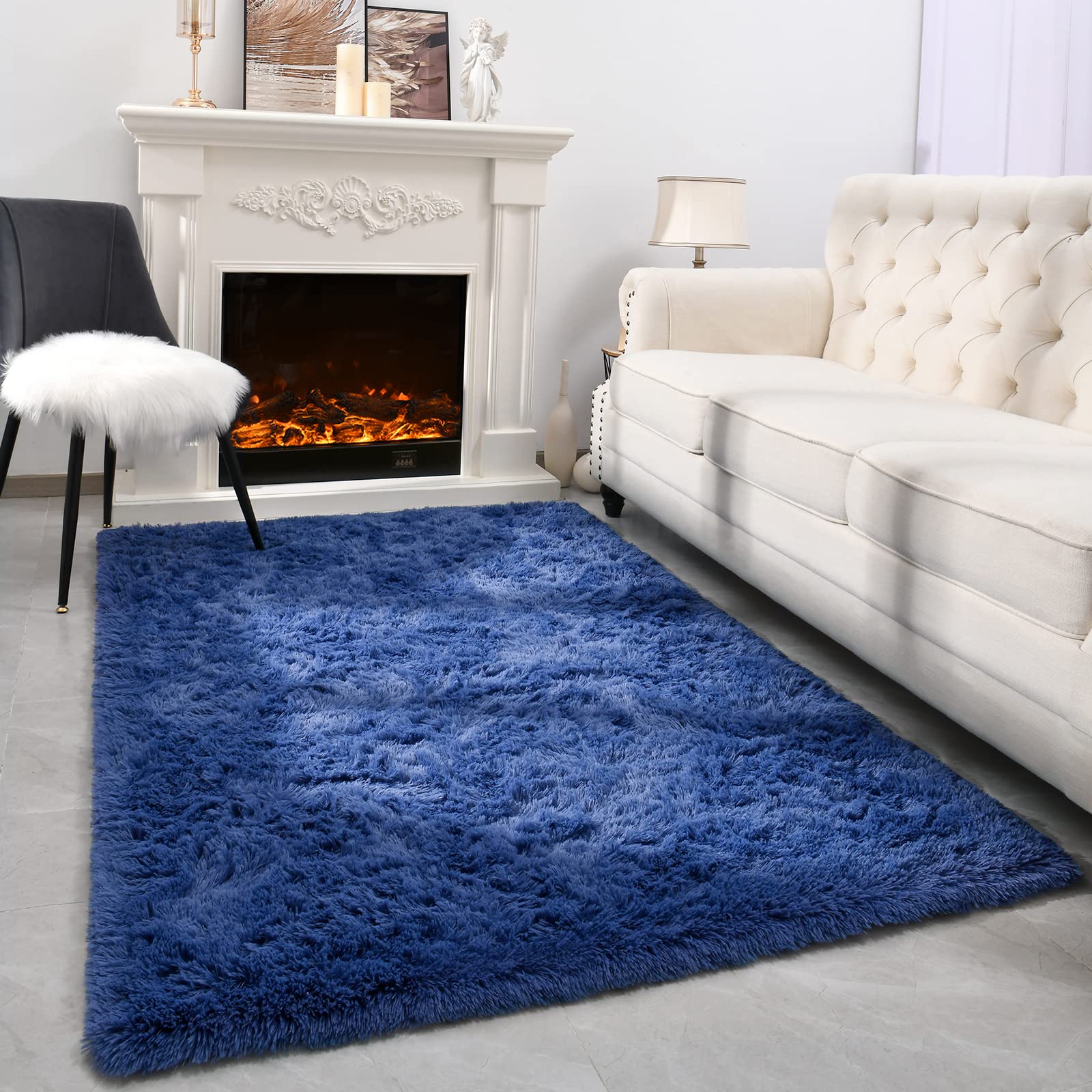 Espiraio Indigo Shaggy Rugs for Bedroom Living