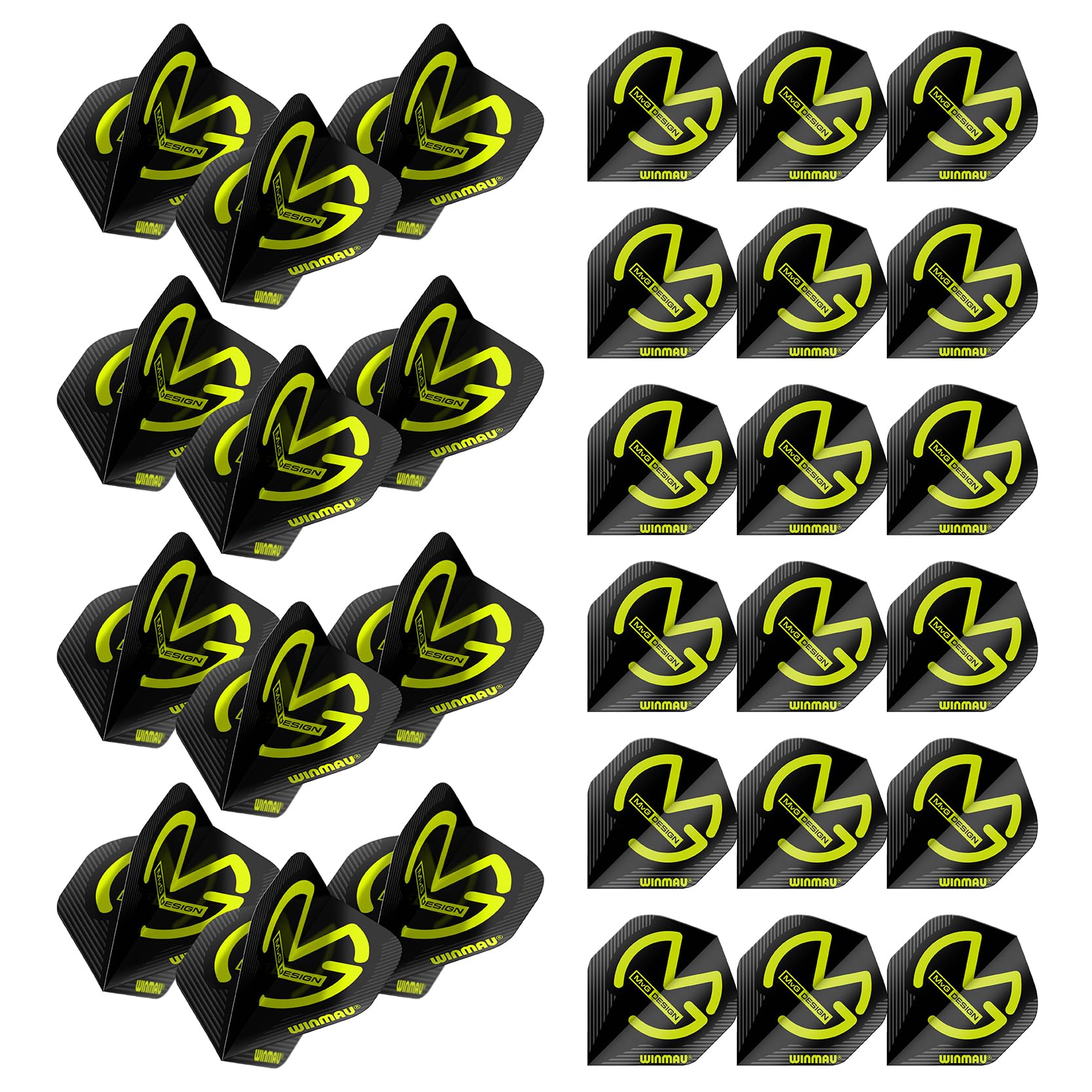 WINMAU MvG Michael Van Gerwen Mega Standard Black Dart Flights - 10 sets per pack (30 dart flights in total)