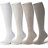 LEVSOX Cotton Compression Socks for Women Men 20-30 mmHg Knee High Cute Support Sock for Nurses Flying Pregnancy