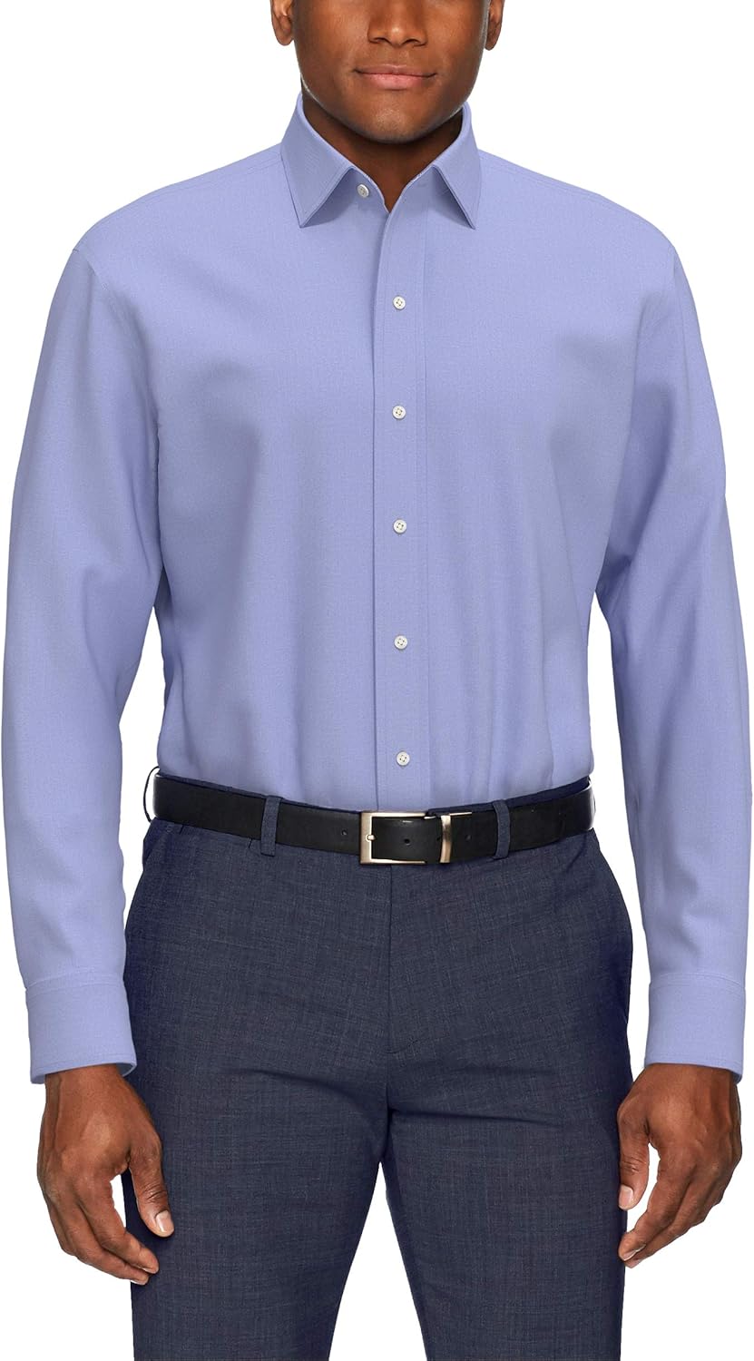  Brand - Buttoned Down Men's Slim-Fit Spread Collar Solid Pinpoint Dress Shirt, Supima Cotton Non-Iron: Clothing