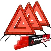 WORKKOOL Safety Triangles for Emergency Use, Road Side Triangle Reflectors, Warning Triangle with Case for Vehicles Breakdown