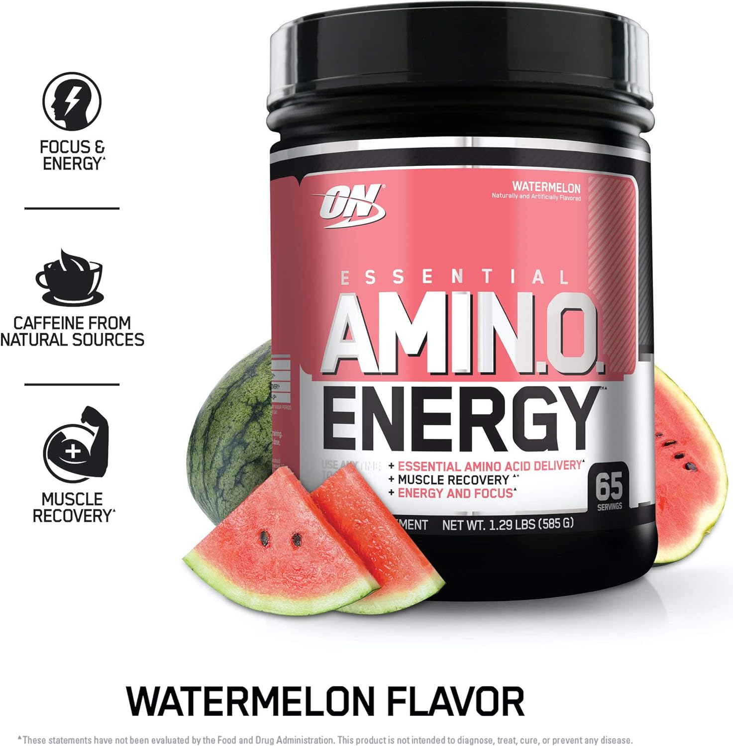 Optimum Nutrition Amino Energy - Pre Workout with Green Tea, BCAA, Amino Acids, Keto Friendly, Green Coffee Extract, Energy Powder - Watermelon, 65 Servings: Health & Personal Care