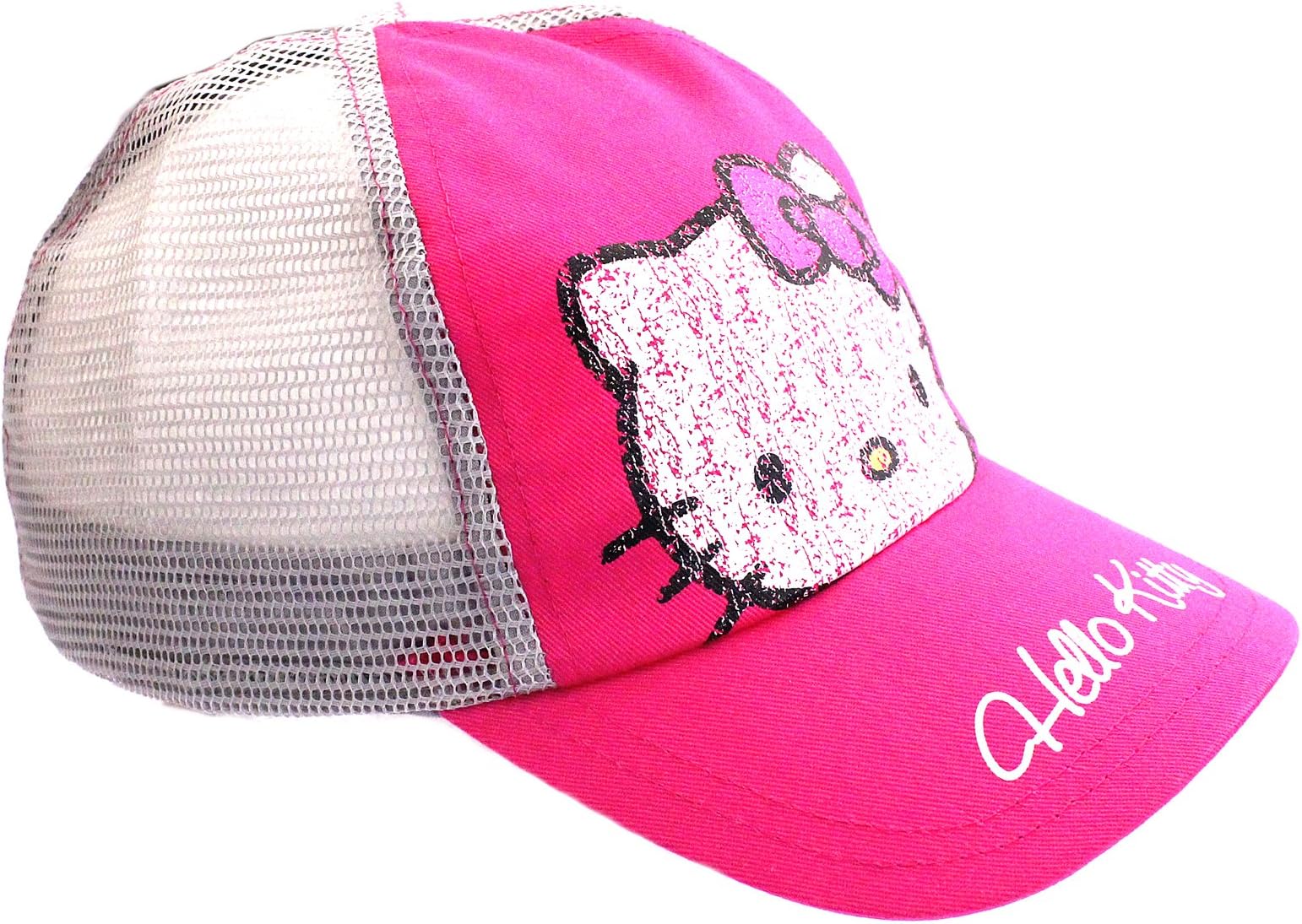 Girls Hello Kitty Trucker Baseball Cap Hat Age 4-8 Years Pink Grey