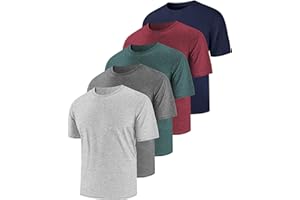 JUMGEAR-LIFE 5 Pack Men's Workout Shirts Short Sleeve Dry Fit T Shirts UPF 50+ Sun Protection Athletic Gym Running Active Tee Tops