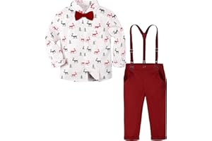 A&J DESIGN Toddler Boy Suit Formal Outfit Baby Dress Clothes Kids Set 12 Months-6 Years, Shirt & Pants & Bow Tie & Suspender