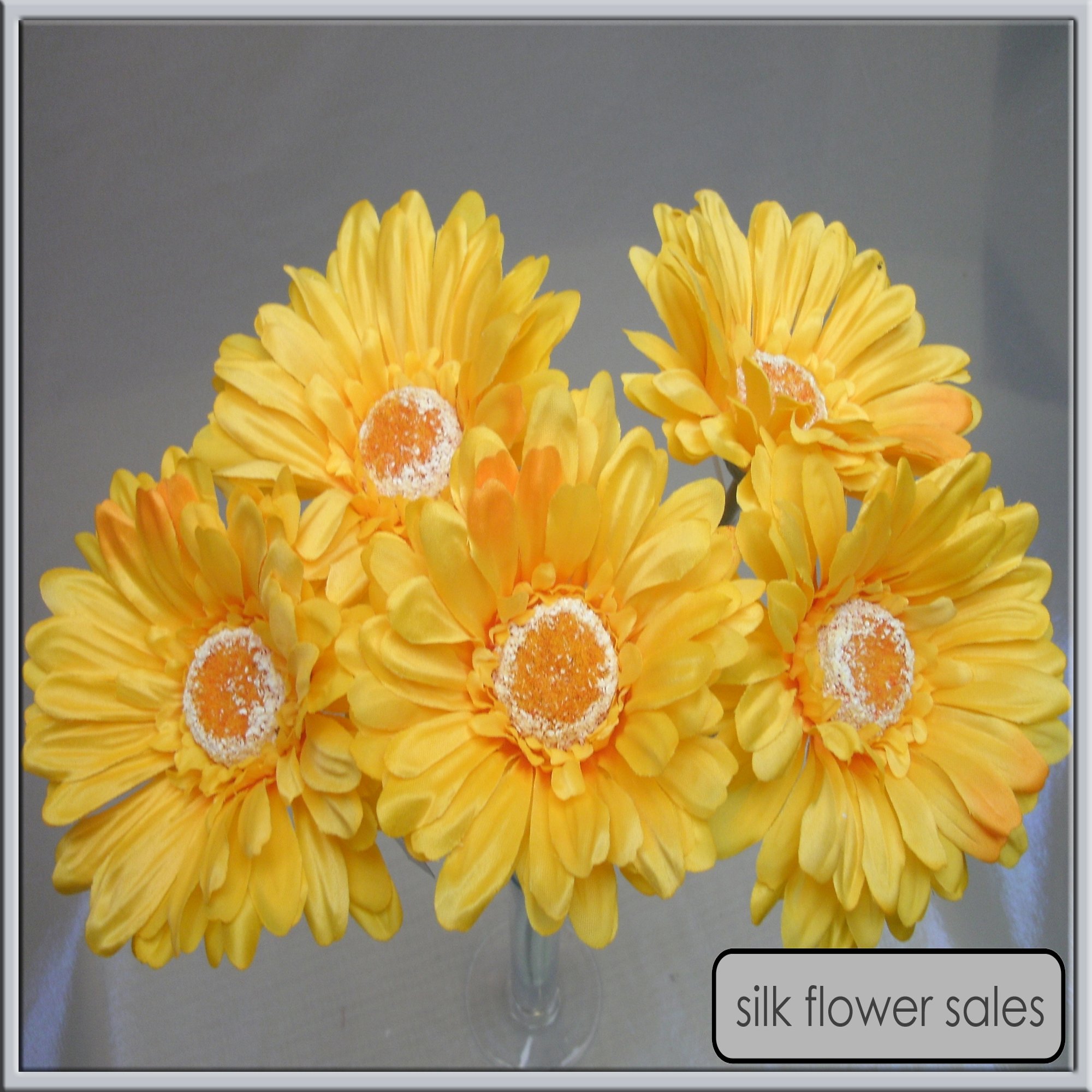 X5 single stem yellow gerbera artificial silk