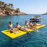 Max4out Water Floating Mat 9/12/18 FT Foam Lake Floats Floating Foam Pad Lily Pad for Water Recreation and Relaxing Lily Mat for Family Floating Pad for Pets Pool Float for Party (Blue/Yellow)
