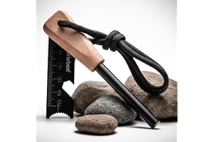Überleben | Zünden Original Ferro Rod Fire Starter Survival Tool – Up to 15,000 Strikes, 3/8" Fire Steel with Wood Handle, Multi-Tool Striker & Lanyard – Waterproof Camping Essentials